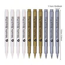 3-12支/套 金属质感永久性马克笔，白色/金色/银色，防水油性颜料马克笔，适用于岩石、马克杯、陶瓷、玻璃等材质，DIY绘画用品 - 彩色 - 查看 37