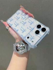 1件黑色高竹粉色蝴蝶結印花手機殼，相容 iPhone 18/18 Pro/18 Pro Max/17/17 Air/17 Pro/17 Pro Max/16/15/14/13/12/11/X/XR/XS/8/7，相容 S26/S26 Plus/S26 Ultra/24 Ultra/S24 Plus/S24/S23 Ultra/S23 FE/A55/A54/A53/A52/A52S－防指紋、全鏡頭保護、防震耐摔手機殼保護套 - 無色 - 查看 5