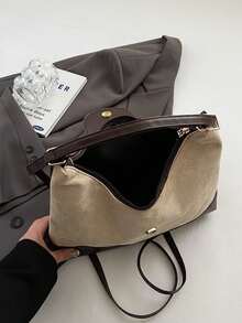 Large Capacity Commuter Tote Bag For Women, New Versatile Retro Fashion One Shoulder Crossbody 3-In-1 Casual Backpack - Khaki - View 5