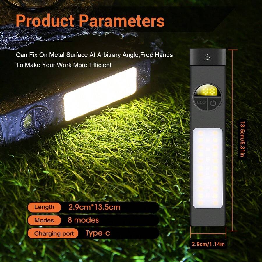 Linterna portátil ultra brillante DEC, luz de trabajo recargable de largo alcance para exteriores con cola magnética, iluminación de mano - flash - Ver 1