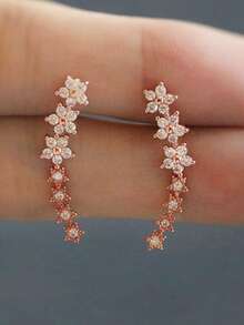 1 Pair Minimalist Fashion Five-Pointed Star Stud Earrings, Delicate Star Earrings, Elegant Party Wear For Women - Rose Gold - View 2