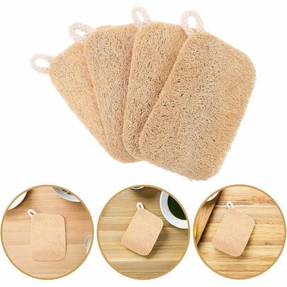 3pcs/10pcs Set Natural Loofah, 100% Pure Natural Loofah Sponge Set, Suitable For Kitchen Cleaning, Dishware Cleaning, Washing Dishes Loofah Sponge, Loofah Sponge, Kitchen Supplies, Cleaning Tools