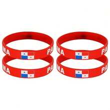 4pcs Panama Silicone Wristbands, Sporty Style Bracelets, Unisex - 4 Items - View 3