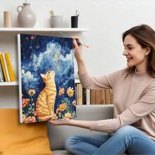 1/2 件套数字油画套装，猫咪图案，DIY 数字油画，画布材质，动物绘画，家居装饰，40x50厘米/16x20英寸，不含画框 - 彩色 - 查看 5