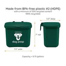 Hanging Wastebasket For Dog Poop In Gre1en (Holds 7-14 Bags) - Qty1DogPoopGre1en - View 7
