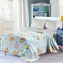 Cartoon Animal Plaid Printed Flannel Blanket - Soft & Comfortable, Suitable For Travel, Camping, Sofa, Bedding - Modern Minimalist Cartoon Print, Comfortable Bedding Accessory For All Seasons, Versatile - Multicolor - View 1
