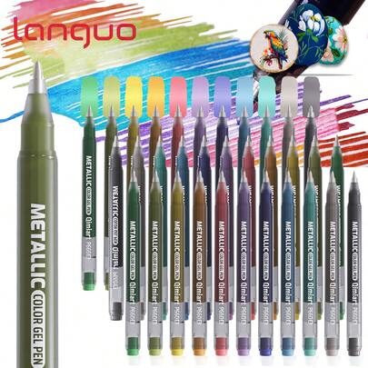 Canetas Marcadoras Metálicas de 48 Cores, Grande Capacidade de 1,0 mm, Tinta com Brilho Metálico, Alta Cobertura de Cor, Adequadas para Vidro, Cerâmica, Plástico, Madeira, Pedra, Tecido e Papel, Presente Criativo, Material Escolar Essencial para a Volta às Aulas 2026