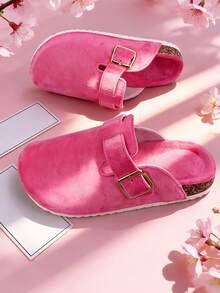 2026春夏新款时尚优雅女鞋，女士凉鞋、拖鞋、平底鞋、休闲鞋、沙滩鞋、粉色婚鞋/派对鞋、酒红色厚底凉鞋，情人节、送给女友、闺蜜的理想礼物 - 玫瑰紅 - 查看 3