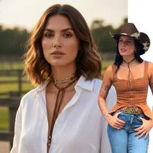 Necklace, Country Style Tie For Women - 鏽棕色 - 查看 1