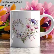 Beautiful Wildflower Heart UV DTF Transfer Stickers, 12-Pack- Self-Adhesive Vinyl Material, Suitable For Mugs, Glasses, And DIY Crafts, With Heart, Romantic Rose And Flower, Bubble Patterns For Crafts Patterns - Multicolor - View 9