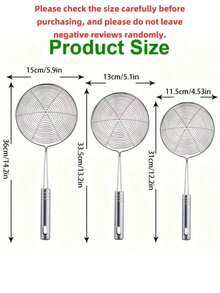 3pcs Stainless Steel Strainer Set - Long Handle Stainless Steel Frying Mesh Skimmer, Kitchen Frying Mesh Skimmer, Oil Strainer Fine Mesh Skimmer For Frying French Fries, Chicken, Kitchen Cooking Tool - Multicolor - View 5