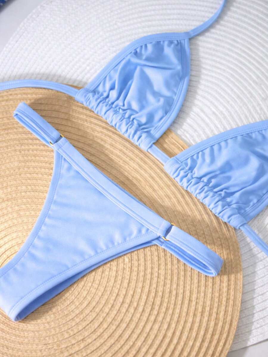 Women's String Bikini, Adjustable Thong, Sensual, Elegant, Casual, Beach, Travel - 淺藍色 - 查看 1