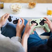 适用于Switch 2 Pro手柄的6色新款防滑可爱猫咪硅胶手柄套，包含6个摇杆帽和1张贴纸 - 彩色 - 查看 6