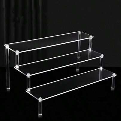1pc Acrylic Tiered Display Stand, 3-Tier Pyramid Shaped Organizer Rack, Home Storage Shelf Suitable For Jewelry, Cosmetics, Perfume