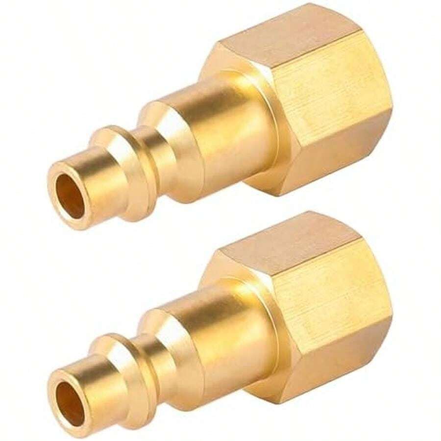 BILAL Brass 1/4 Inch NPT Brass Female Air Hose Quick Connect Adapter,Air Coupler And Plug Kit,Air Compressor Fittings 2pcs - 2 Piece-1/4 Npt Female Plug - View 1