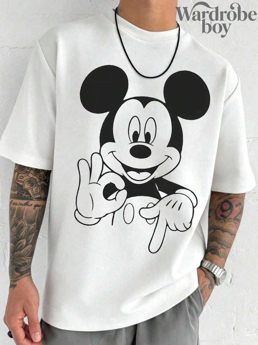 Disney Printed T-Shirt,Men's Disney No. 67 T-Shirt, Mickey No. 67 Sweatshirt, 67 Fun  T-Shirt, Unisex,High-Quality Pure Cotton T-Shirt,Suitable For All Seasons, Comfortable And Breathable| Exquisite Design | The Best Choice For Giving Gifts - 白色 - 查看 1