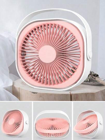1pc 360° Rotatable Portable Cooling Desk Fan, 3 Speed Control, Ultra Quiet, Long Battery Life, High Wind Power Personal Fan For Bedroom Office Library Outdoor Travel