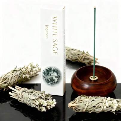 32pcs Thicker 0.3cm Diameter Sage Incense Sticks, Essential Oil Infused Wooden Fragrance Sticks, Suitable For Yoga, Meditation, Negative Energy Cleansing