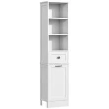Tall Slim Bathroom Storage Cabinet With Removable Laundry Basket: 4-Shelf Freestanding Organizer + Waterproof Acrylic Door | Ideal For Bathroom/Laundry Room - 白色 - 查看 6