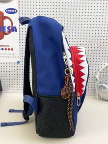 New Luminous Shark Design Backpack, Fashionable Versatile Bookbag, Large Capacity Travel Casual Rucksack - Multicolor - View 6
