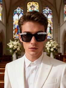 2pcs Heart-Shaped Classic Bride & Groom Glass Cup Set, Elegant Pearl Design, Suitable For Black & White Wedding Party, Bridal Gift, Couple Photo Props, Romantic Event Essential - Multicolor - View 4