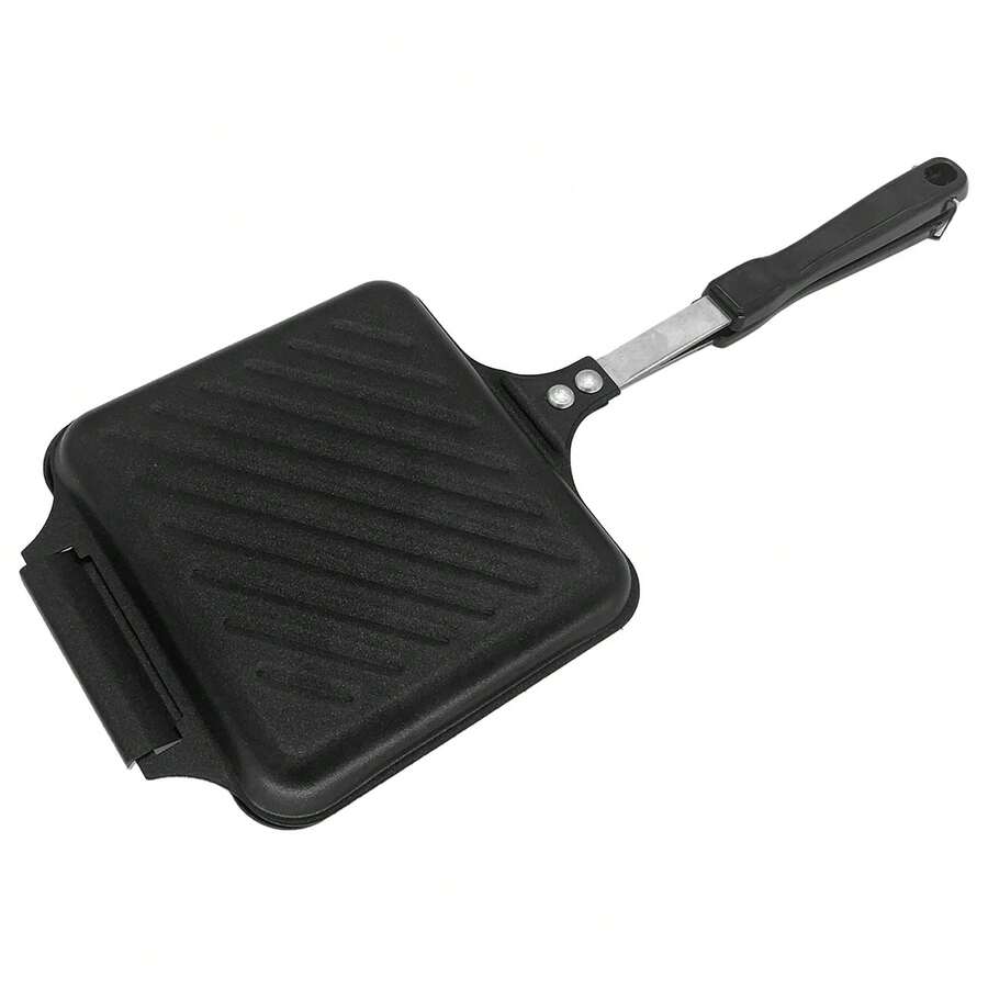 Double Sided Sandwich Panini Maker - Non-Stick Frying Pan Multifunctional Breakfast Pan - Black - View 1