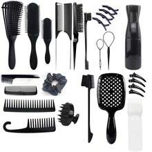 202627/6pcsNew Hair Styling Comb Set, Hair Styling Tool Set, Including Hair Comb, Spray Bottle, Eyebrow Brush, Rat Tail Comb, Professional Durable, Portable & Suitable Hair Salon Tools & Accessories For All Hair Types150ps - 紫色27件套裝 - 查看 4