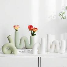 Bộ 2 bình hoa tròn kiểu Bohemian họa tiết hình học sọc, bình hoa hình trụ hiện đại phong cách Boho phù hợp với phòng khách kiểu nhà nông thôn, lối vào hoặc trang trí đầu giường, chậu cây bằng gốm màu trung tính dùng để trồng cây và trang trí nhà cửa. - lọ cắm hoa - Xem 1