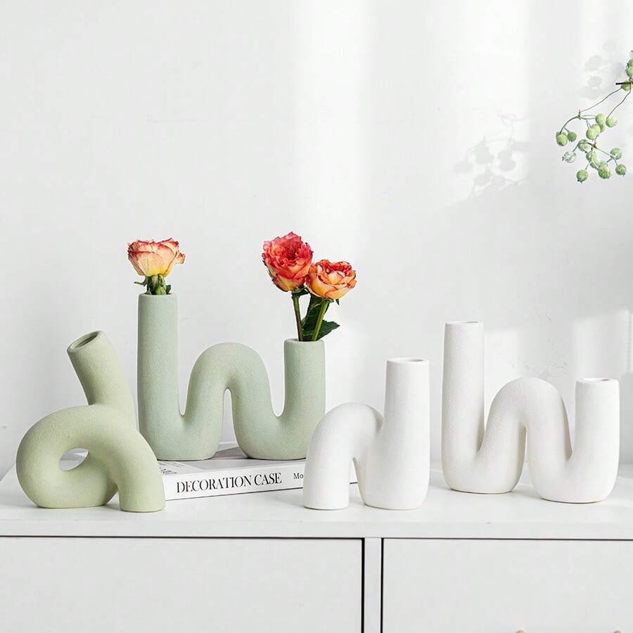 Bộ 2 bình hoa tròn kiểu Bohemian họa tiết hình học sọc, bình hoa hình trụ hiện đại phong cách Boho phù hợp với phòng khách kiểu nhà nông thôn, lối vào hoặc trang trí đầu giường, chậu cây bằng gốm màu trung tính dùng để trồng cây và trang trí nhà cửa. - lọ cắm hoa - Xem 1