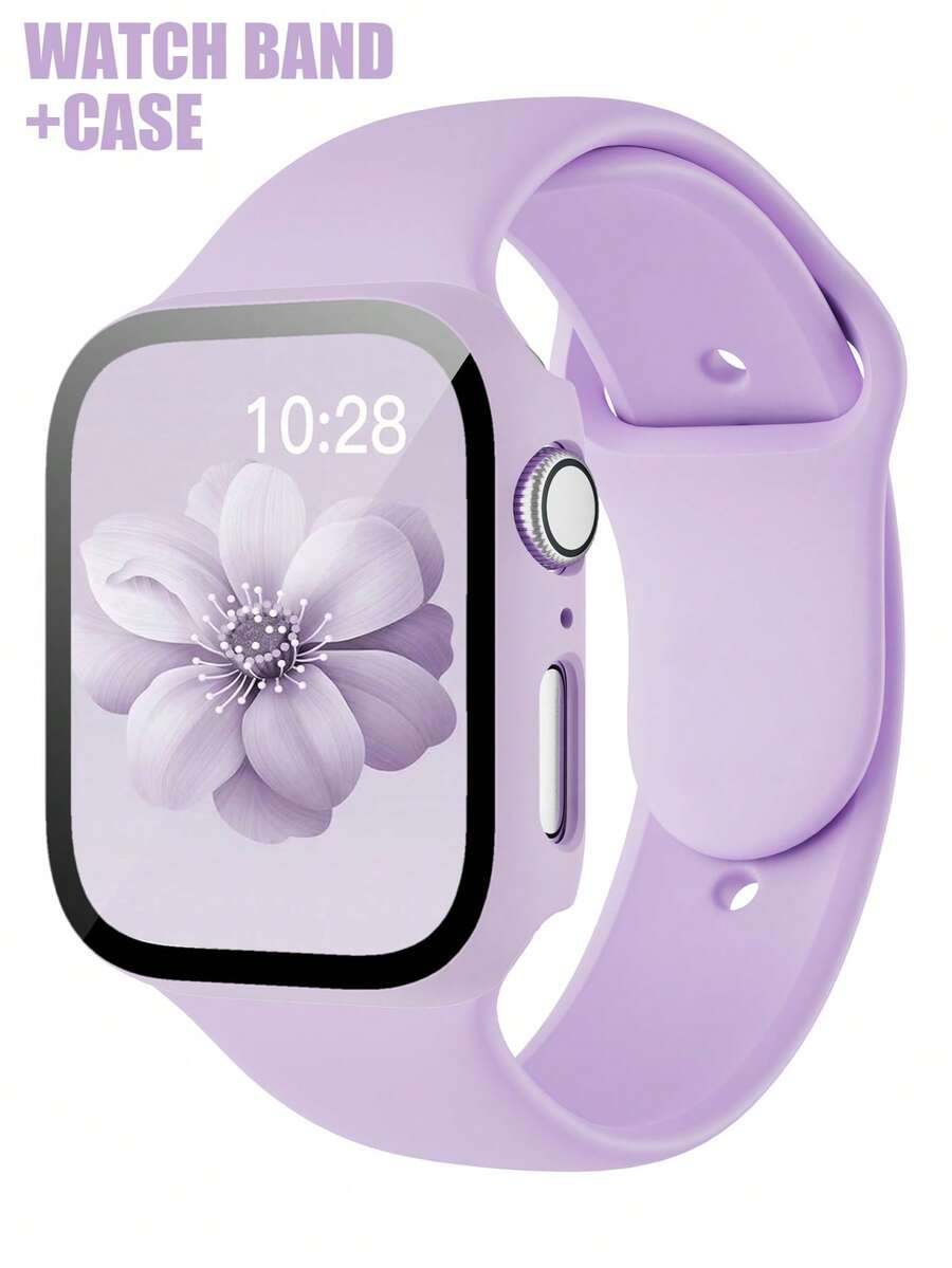 二合一运动硅胶表带和表壳套装,兼容 40mm、41mm、42mm、44mm、45mm、46mm 和 49mm 尺寸的 表带和表壳。柔软舒适的硅胶表带搭配铆钉表扣。防震防刮的硬质 PC 材料和钢化玻璃保护膜一体成型。兼容 Series Ultra/11/10/9/8/7/6/5/4/SE。男女通用智能手表表带和表壳套装。 - 淺紫色 - 查看 1