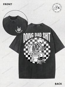 2026 Dad Stuff, Father's Day, Holiday Gift, 230g Vintage Washed Double-Sided Printed Batik T-Shirt, Comfortable For Summer Outdoor Wear, One Piece, Simple, Casual, Loose Fit. High-Quality Wax Printed Cotton Retro Fashion Brand T-Shirt, Men's T-Shirt, Beach Must-Have, Men's Summer T-Shirt, Holiday Gift, Perfect Gift, Valentine's Day Gift - 寶藍色 - 查看 6