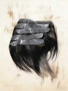 Men's Hair, Forehead, V-Shaped Hairline, Fine Skin, Remy Human Hair, Men's Wig, PU Wig, Natural Black Wig - Natural Black - View 5