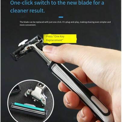 1 Maquinilla + 12 Cuchillas de Repuesto Universales, Maquinilla de Afeitar Manual de Doble Capa, Afeitadora Unisex con Cuchillas de 2 Capas