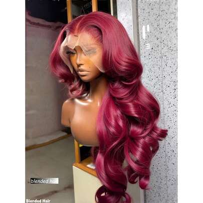 180Density 99J Burgundy T Part Wig Body Wave Body Wave Wig 13x4T Part Transprent Lace Frontal Wig Long Body Wave Wig T Part Human Blended Hair Wig Brazilian Body Wave Wigs Pre Plucked Wig For Women 13X4 Body Wave Lace Front Wigs 10-36Inch
