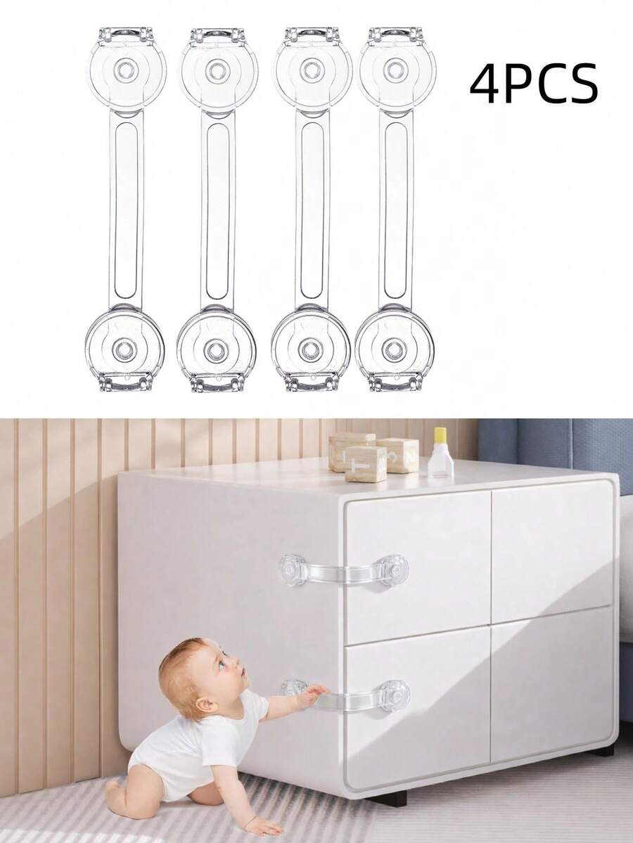 4pcs Baby Safety Locks, Child Cabinet Door Locks, Drawer Locks, Finger Pinch Guard, Multi-Functional Child Safety Locks - Multicolor - View 1