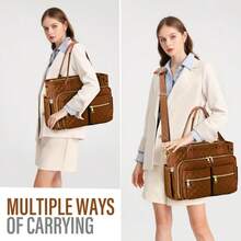 Large Teacher Tote Bag Laptop Bag For Women Work Bag Laptop Tote Nurse Bag Professional Computer Messenger Bag With Insulated Pocket, Laptop Briefcase For Office, College, Nursing - 棕色 - 查看 5