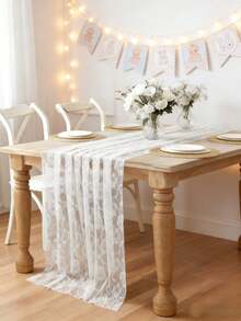 1 szt. Prostokątny bieżnik na stół z koronki tiulowej na baby shower, obrus na pierwsze urodziny, dekoracja stołu na wesele, tło na przyjęcie z okazji ujawnienia płci dziecka, spódnica na stół z okazji baby shower, dekoracja sali na pierwsze urodziny, dekoracja sceny imprezy, upominki na przyjęcie, dekoracje z okazji ujawnienia płci dziecka, prezenty z okazji ujawnienia płci dziecka, dekoracje świąteczne, dekoracja stołu jadalnego, upominki na przyjęcie, białe Walentynki - Styl koronkowy - Zobacz 7