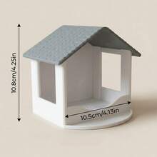 户外壁挂式喂鸟器，房屋造型开放式鸟食托盘带顶棚，隐藏式排水孔，适用于花园和庭院装饰 - 均碼 - 查看 12