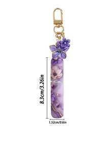 1 Bottle 5ml Portable Perfume Sample, Single Bottle, Suitable For Travel, Upright Bottom Design, High-End Spray Bottle, Marble Texture Spray Chamber, Alloy Flower Pendant With Ring, Can Be Hung On Bag For Outdoor Travel - Multicolor - View 8