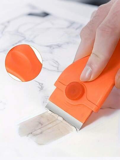 1pc Portable Multi-Functional Cleaning Scraper - Plastic Body With Stainless Steel Scraper Head, Scratch-Free Efficient Decontamination Cleaning Spatula, Suitable For Kitchen, Bathroom, Countertop, Glass, Tile, Ideal Housewarming, Mother's Day Gift For Homemakers