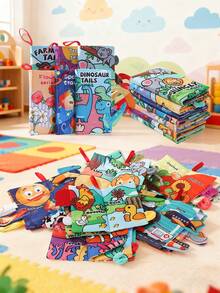 1本7主题磨牙布书，带沙沙纸，早教认知玩具，新生儿复活节/斋月/派对玩具 - 彩色 - 查看 6