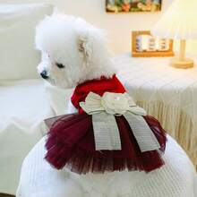 1pc Pet Dress, Suitable For Cats And Small , Cute Princess Tulle Skirt - Style - Gem Red - Red - View 9