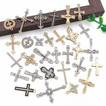 10/30颗时尚水钻吊坠，雪花、星星、月亮、太阳、十字架、海洋生物、贝壳造型，镀金材质，适用于DIY手工珠宝制作，如项链、手链、耳环等。 - 彩色 - 查看 3