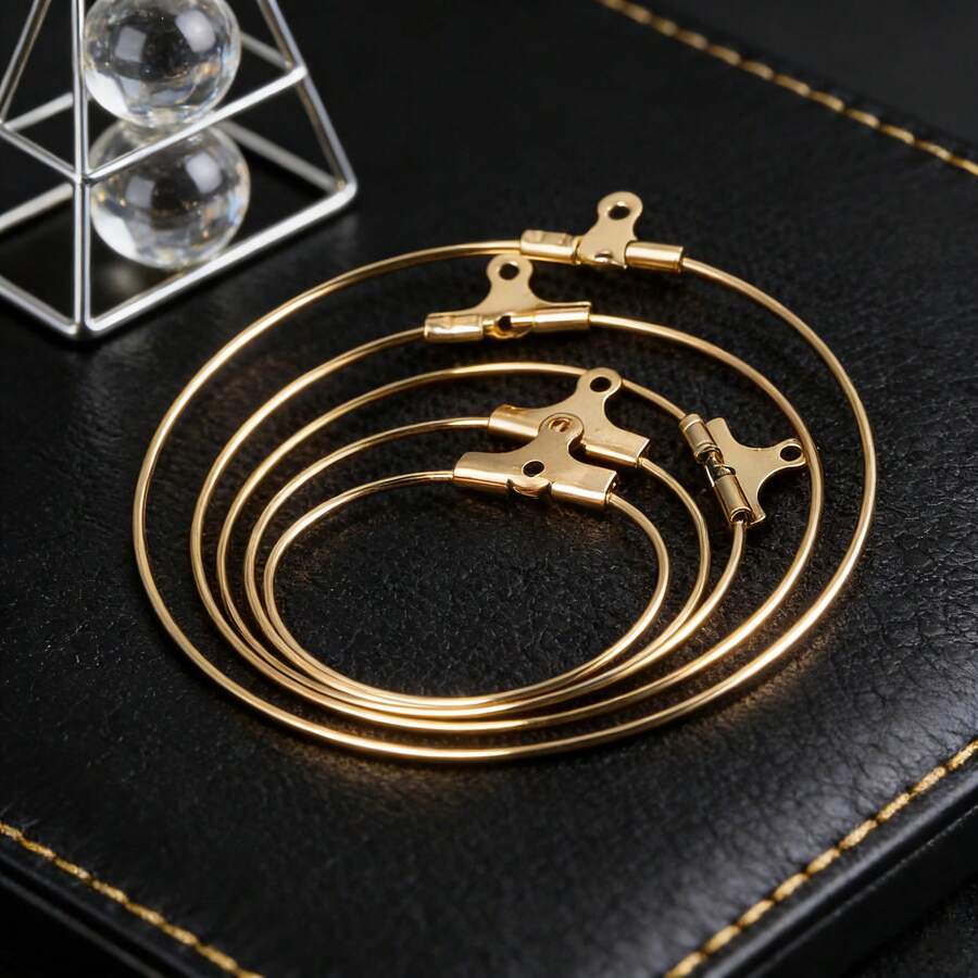 10-Piece 304 Stainless Steel Round Pendant Earrings Circle Hoop Earrings Large Hoop Ear Hook Earrings DIY Earring Accessories - Round - View 1