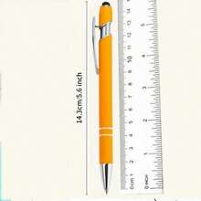 Set de 11 bolígrafos de punta de bola naranja - Incluye 1 bolígrafo y 10 recambios - Bolígrafo de gel retráctil de metal, 2 en 1 con función de pantalla táctil, apto para uso de oficina. - A - Ver 3