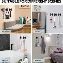 Towel Hooks 4 Packs Bathroom Coat Robe Wall Hook Door Hanger Towel Robe Clothes Cabinet Closet Sponges Rack For Bathroom Kitchen - màu đen - Xem 4