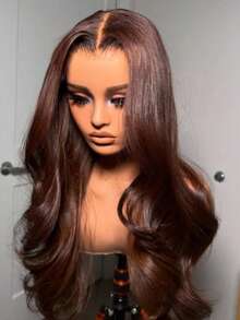 26 Inch Chocolate Brown Lace Front Wig Human Hair 13x4 Transparent Lace Brown Lace Front Wigs #4 Brown Colored Body Wave Lace Front Wigs Human Hair Pre Plucked  HD Lace Frontal Wig - S4 - 查看 2