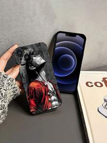 con chaqueta roja en blanco y negro. Esta elegante funda es compatible con Samsung, Apple, VIVO, OPPO, , Transsion, ,  y Honor. Fabricada en silicona TPU, ofrece protección contra golpes y caídas, además de una sensación superior. Es un regalo ideal para familiares, amigos y seres queridos, y la opción perfecta para San Valentín y Año Nuevo. - Negro - Ver 4