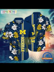 M-Ichigan Wolverines Flower Summer Aloha Button Hawaiian ShirtN-FL Men's And Women's Shirts – Premium Fabric, Breathable & Sweat-Wicking, Soft & Skin-Friendly, Lightweight & Durable, Ideal For Sports, Game Days, Gatherings & Daily Wear - style - 查看 2