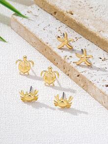 精致小巧的海洋生物耳钉，适合日常佩戴、派对、海滩度假、婚礼、晚宴、校园活动、情人节等各种场合。 - 金黃色B - 查看 2